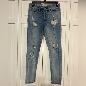Free People Light Blue Distressed Skinny Jeans